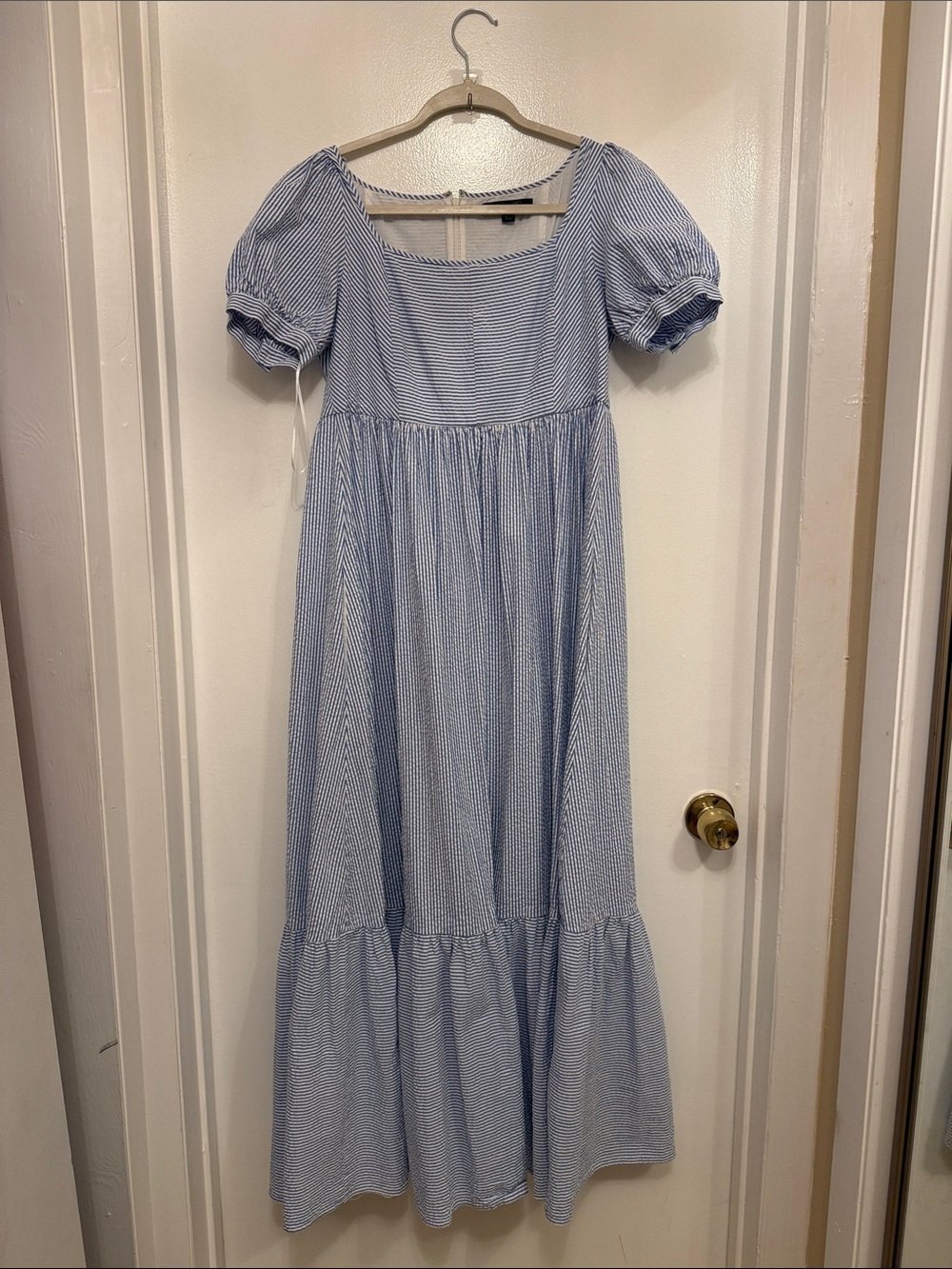 Brooks Brothers Blue and White Striped Maxi Dress